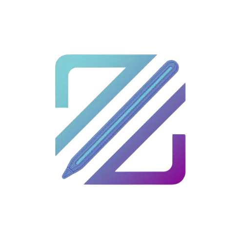 Logo Z and Graph en degradé de bleu à violet , intégrant un stylet à l'intérieur.